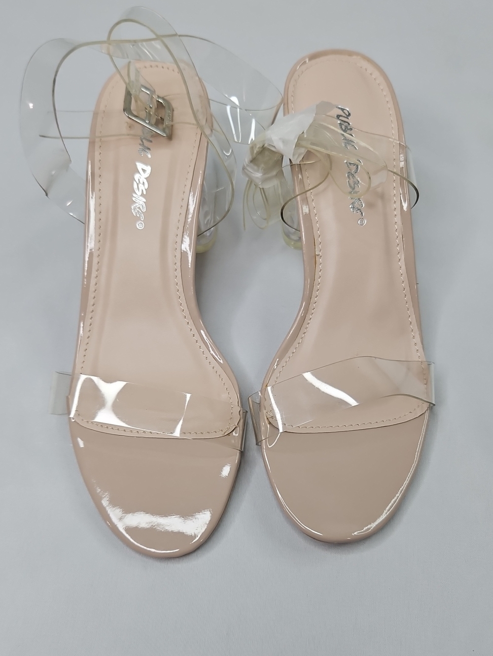 Public Desire Blush Nude Clear Strap Sandals Size 5 NWT